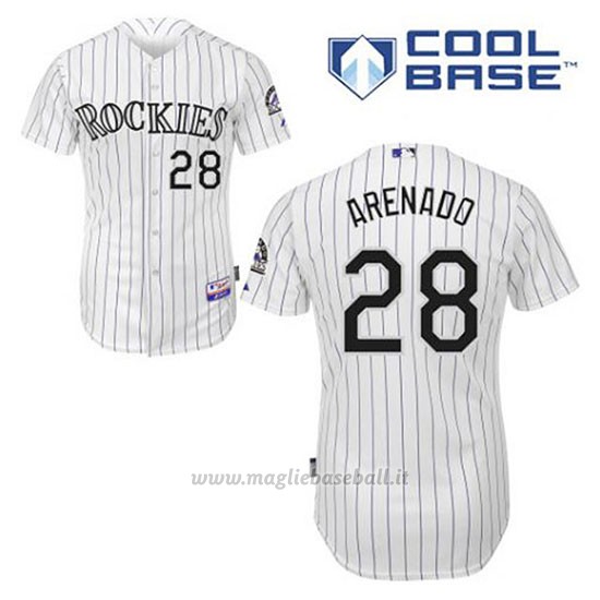 Maglia Baseball Uomo Colorado Rockies Nolan Arenado 28 Bianco 1ªCool Base